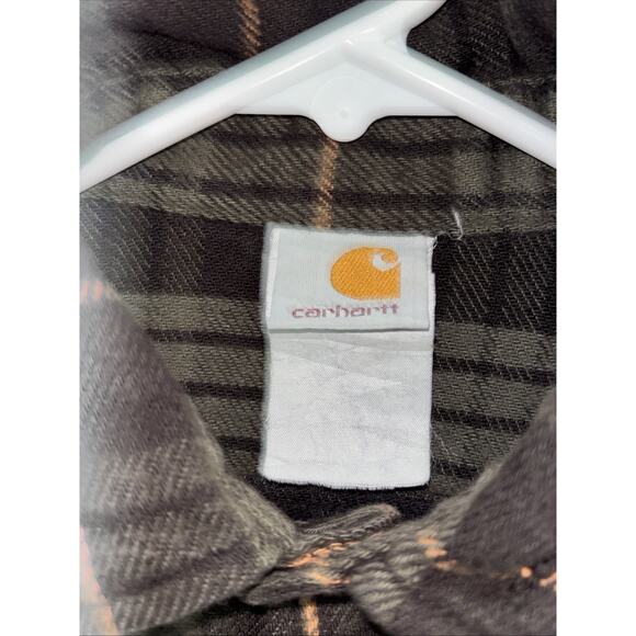 Carhartt Mens Green Black Plaid Loose Fit Long Sleeve Button-Up Shirt Size Med - Picture 4 of 12